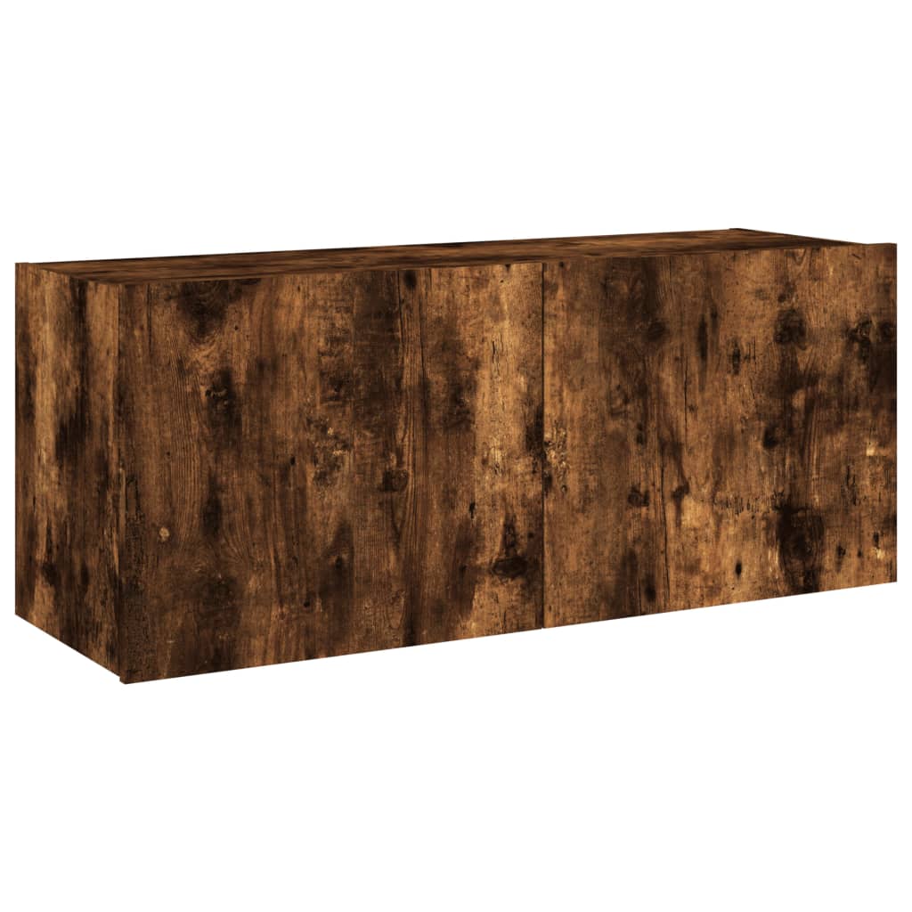 vidaXL Tv-wandmeubel met LED-verlichting 100x35x41 cm gerookt eiken afbeelding