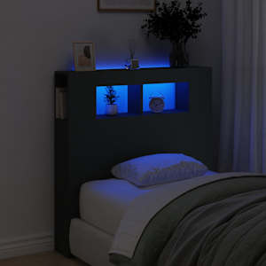 Čelo postele s LED černé 100 x 18,5 x 103,5 cm kompozitní dřevo - obrázek 1