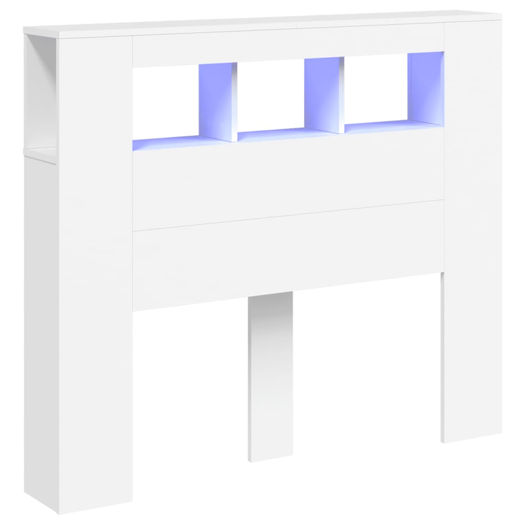 vidaXL Čelo postele s LED bílé 120 x 18,5 x 103,5 cm kompozitní dřevo