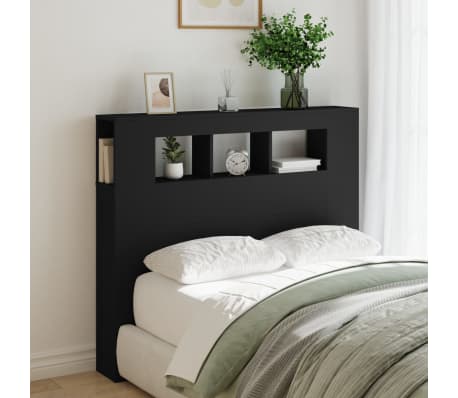 vidaXL LED-Kopfteil Schwarz 120x18,5x103,5 cm Holzwerkstoff
