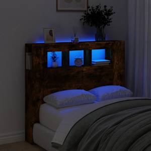 LED posteljno vzglavje dimljen hrast 120x18,5x103,5 cm inž. les