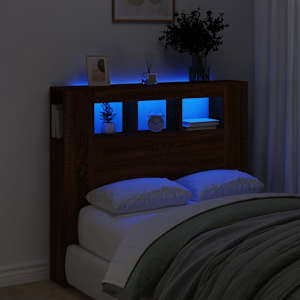 Čelo postele s LED hnědý dub 120x18,5x103,5 cm kompozitní dřevo - obrázek 1
