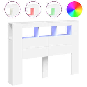 Čelo postele s LED bílé 140 x 18,5 x 103,5 cm kompozitní dřevo - obrázek 2