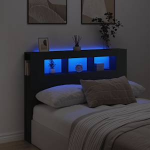 Čelo postele s LED černé 140 x 18,5 x 103,5 cm kompozitní dřevo - obrázek 1