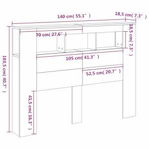 Čelo postele s LED kouřový dub 140 x 18,5 x 103,5 cm kompozit - obrázek 14