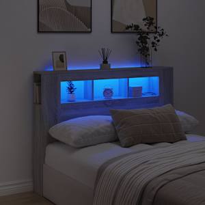 LED posteljno vzglavje siva sonoma 140x18,5x103,5 cm inž. les