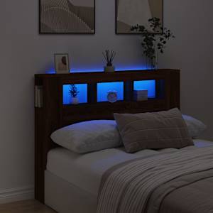 Čelo postele s LED hnědý dub 140x18,5x103,5 cm kompozitní dřevo - obrázek 1