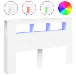 Čelo postele s LED bílé 160 x 18,5 x 103,5 cm kompozitní dřevo - obrázek 2