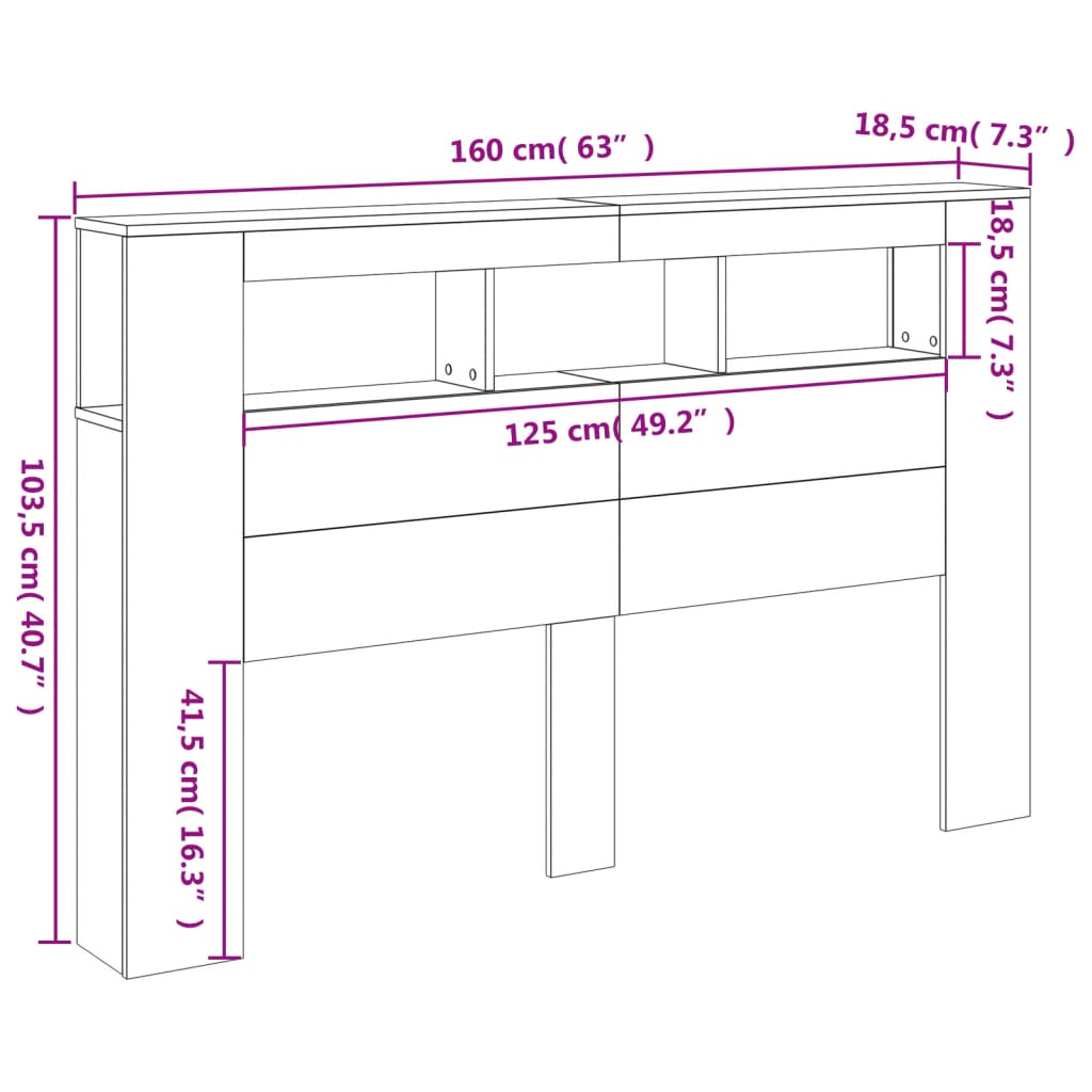 Čelo postele s LED betonově šedé 160 x 18,5 x 103,5 cm kompozit - obrázek 14