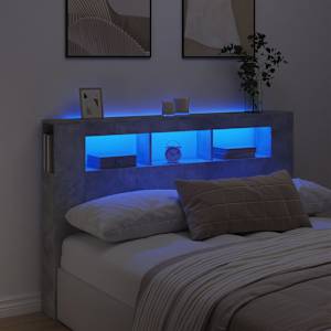 LED posteljno vzglavje betonsko sivo 160x18,5x103,5 cm inž. les