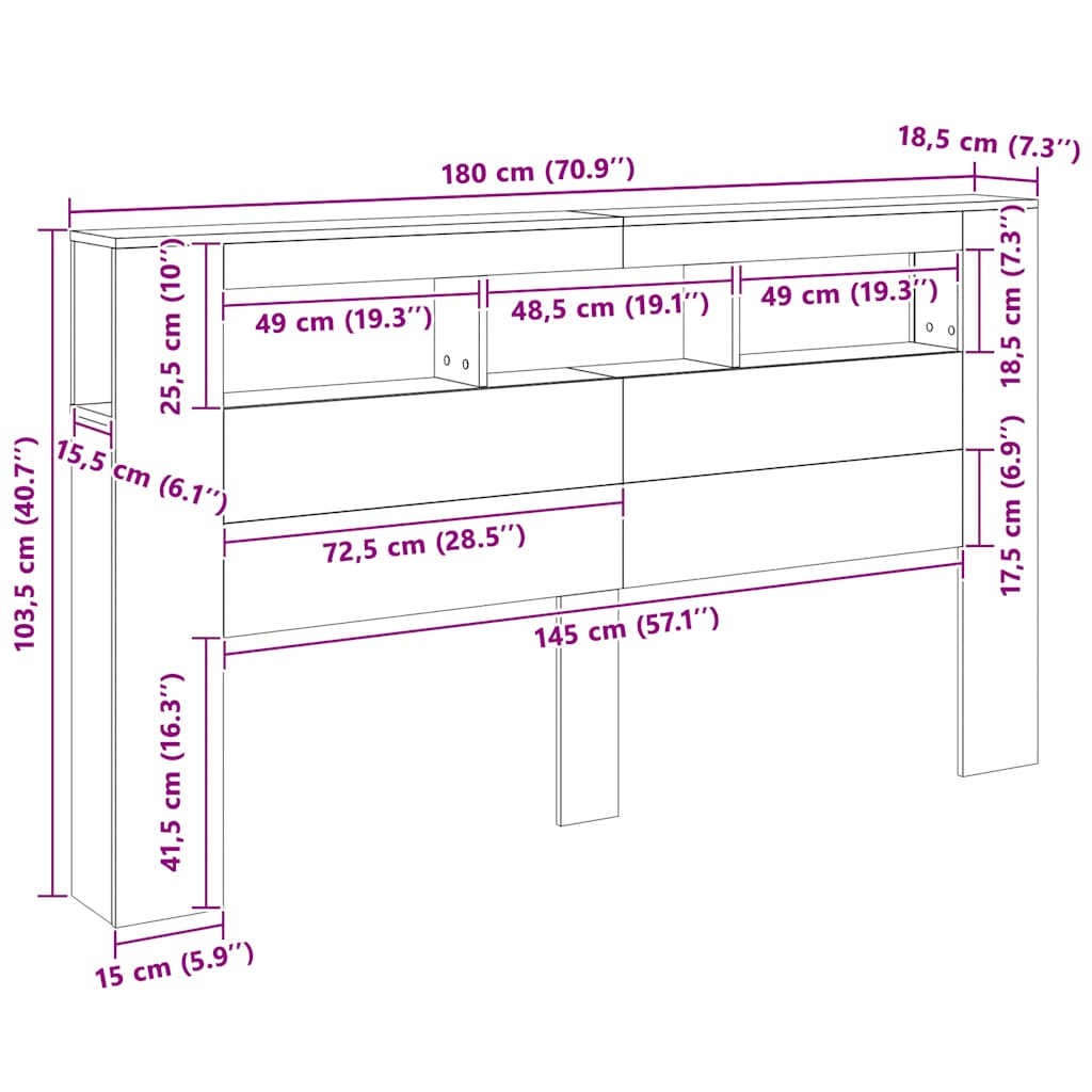 Čelo postele s LED bílé 180 x 18,5 x 103,5 cm kompozitní dřevo - obrázek 14