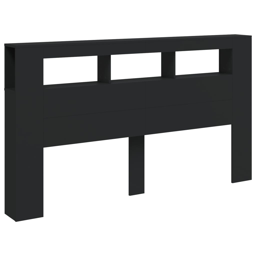 vidaXL Hoofdeinde met LED 180x18,5x103,5 cm bewerkt hout zwart afbeelding