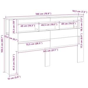 Čelo postele s LED betonově šedé 180 x 18,5 x 103,5 cm kompozit - obrázek 14