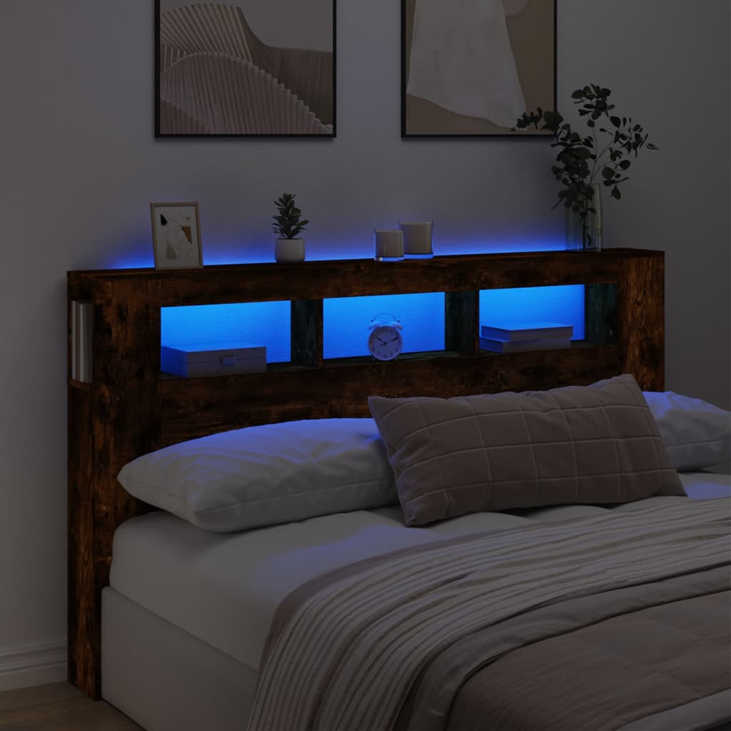 vidaXL LED-Kopfteil Räuchereiche 180x18,5x103,5 cm Holzwerkstoff