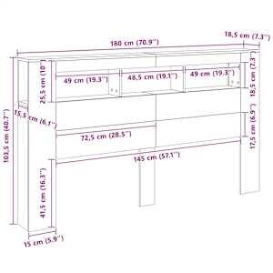 Čelo postele s LED šedé sonoma 180 x 18,5 x 103,5 cm kompozit - obrázek 14