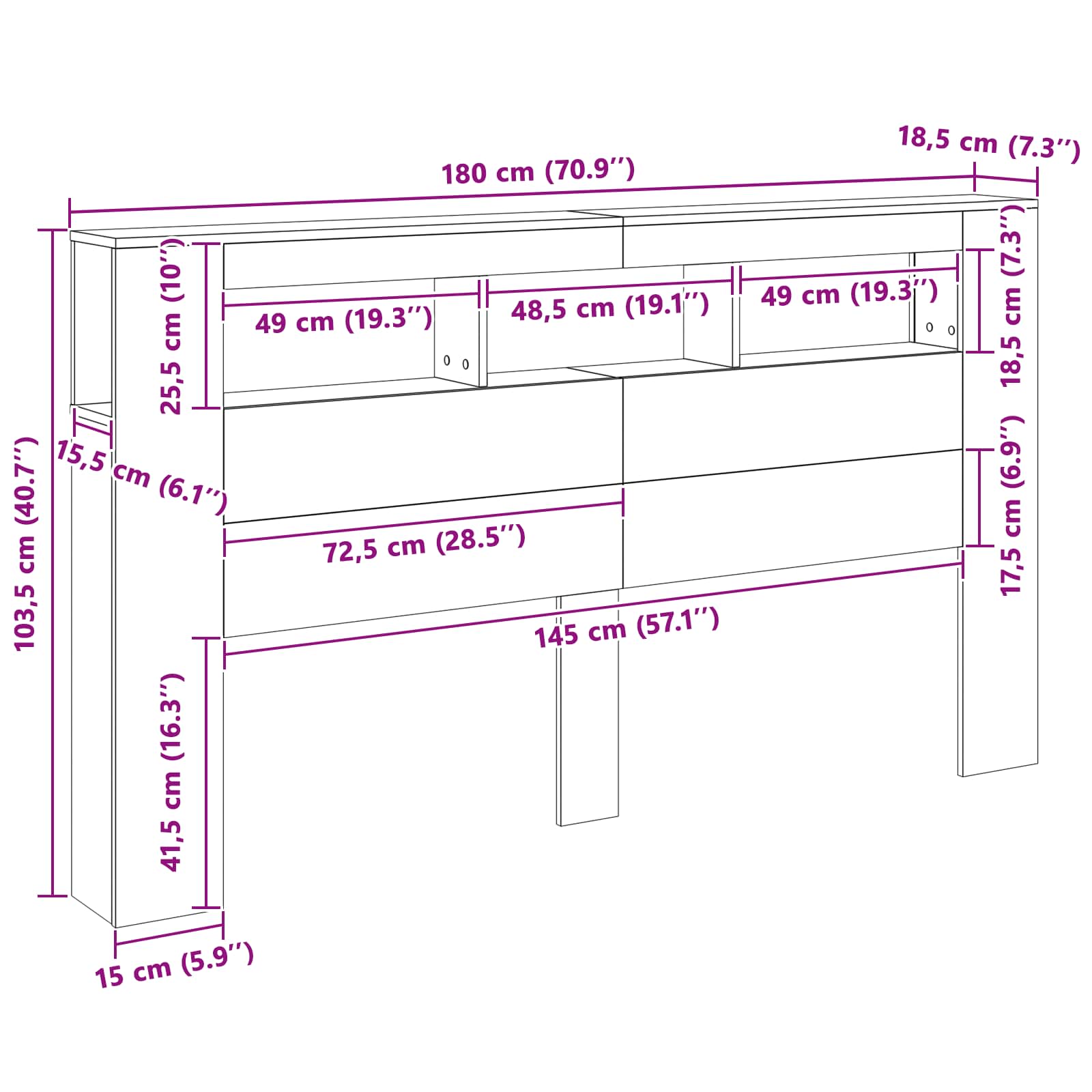 LED Headboard size guide