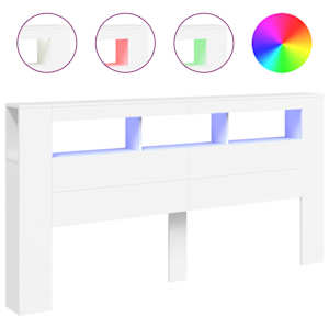 Čelo postele s LED bílé 200 x 18,5 x 103,5 cm kompozitní dřevo - obrázek 2