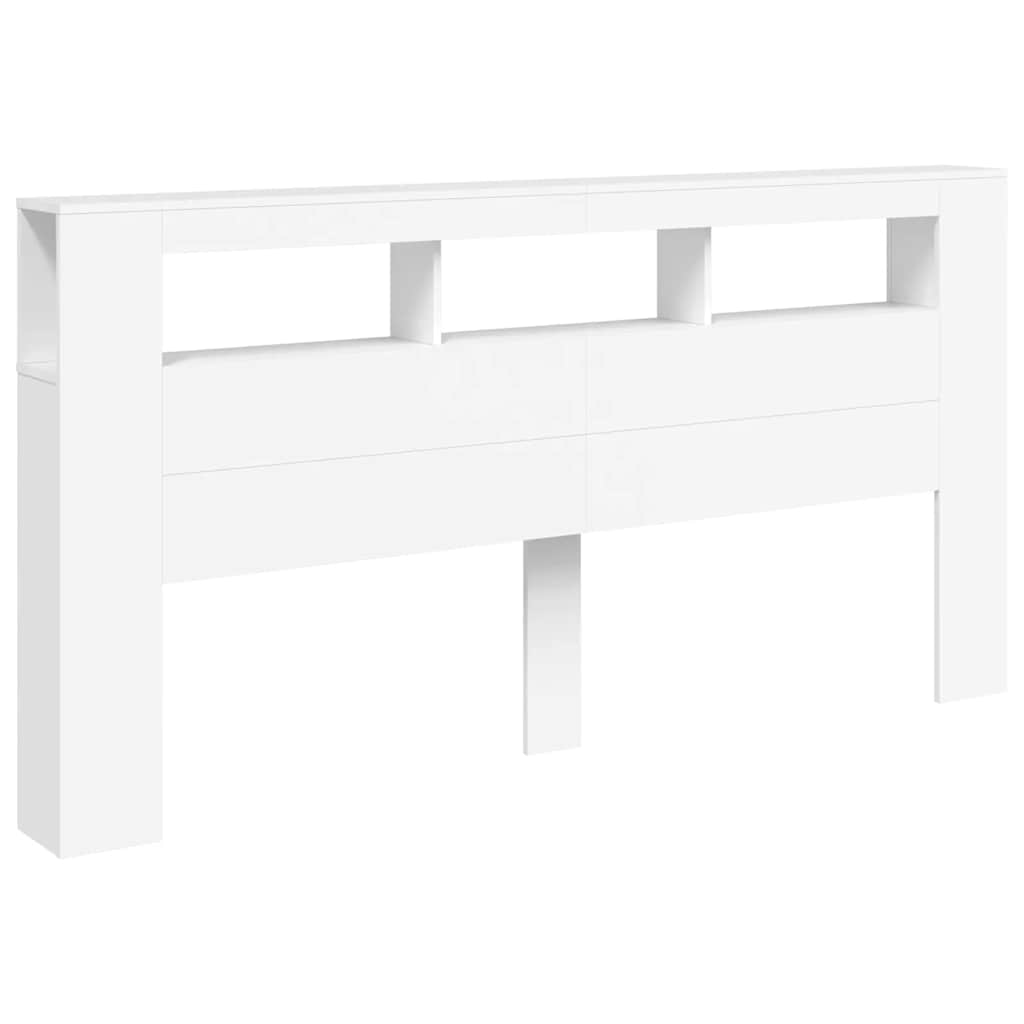 vidaXL Sängynpääty LED-valoilla valk. 200x18,5x103,5 cm tekninen puu