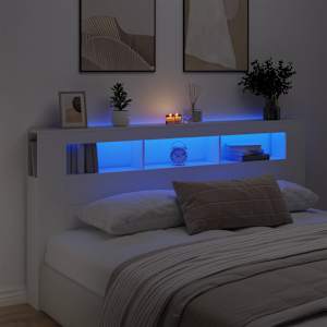Čelo postele s LED bílé 200 x 18,5 x 103,5 cm kompozitní dřevo - obrázek 4