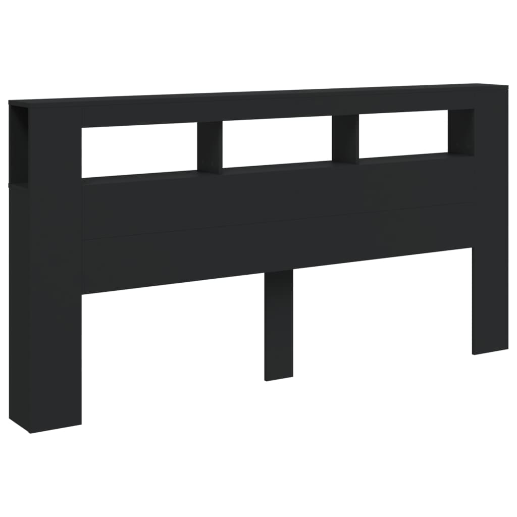 vidaXL Hoofdeinde met LED 200x18,5x103,5 cm bewerkt hout zwart afbeelding