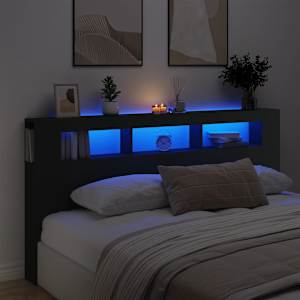 Čelo postele s LED černé 200 x 18,5 x 103,5 cm kompozitní dřevo - obrázek 12