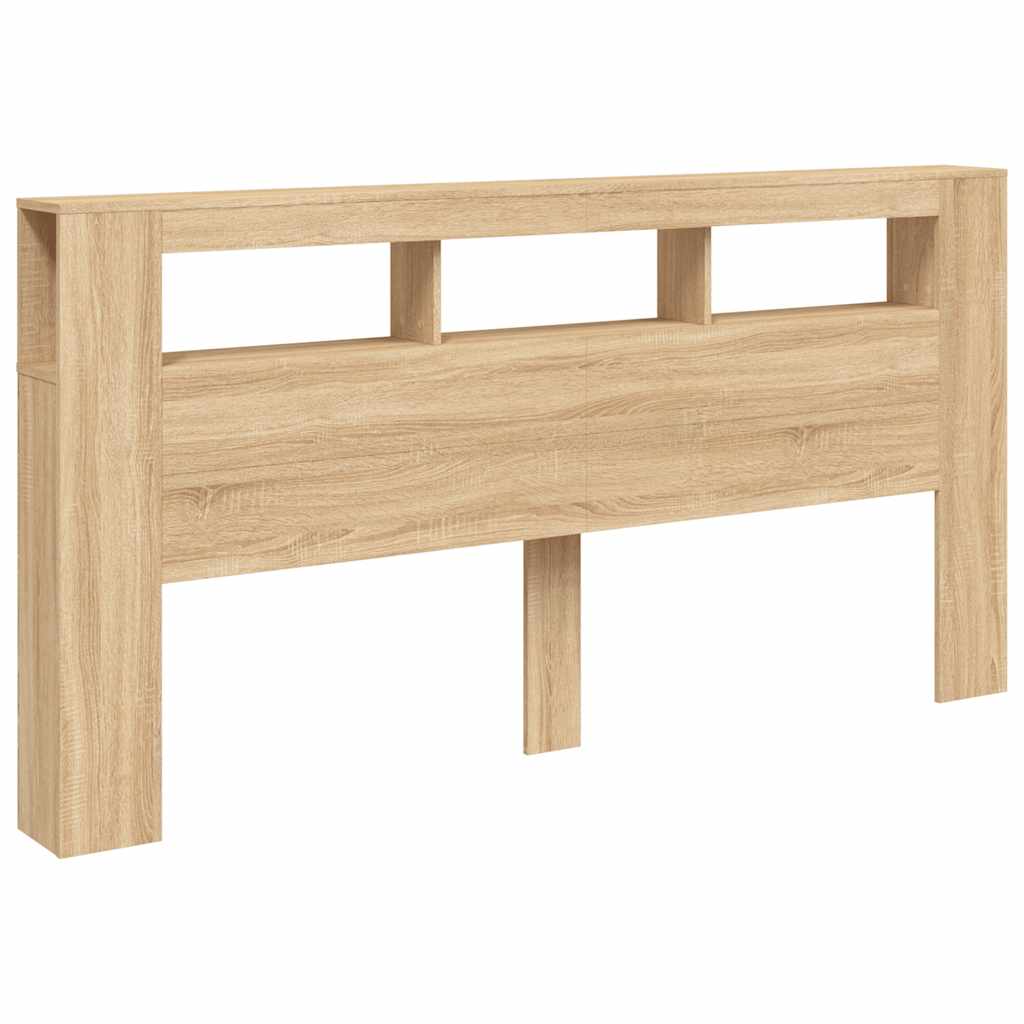 vidaXL Hoofdbord met LED 200x18,5x103,5 cm bewerkt hout sonoma eiken afbeelding