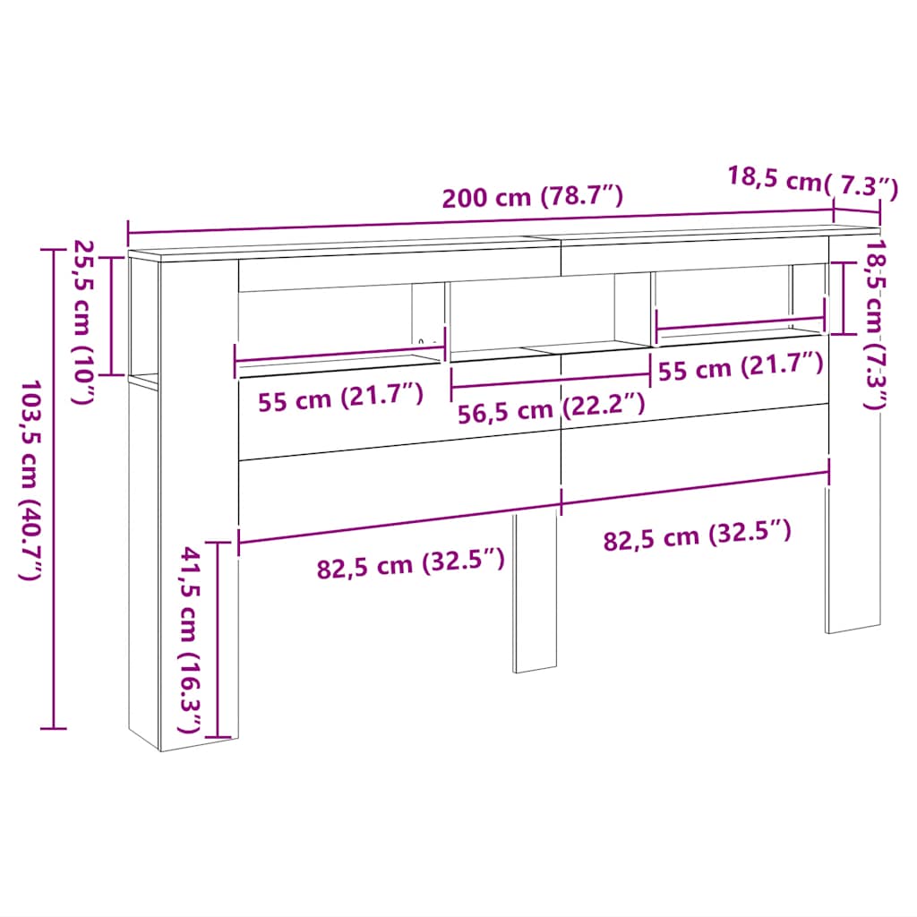 Čelo postele s LED dub sonoma 200 x 18,5 x 103,5 cm kompozit - obrázek 15