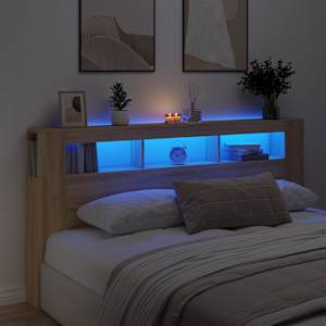 Čelo postele s LED dub sonoma 200 x 18,5 x 103,5 cm kompozit - obrázek 4