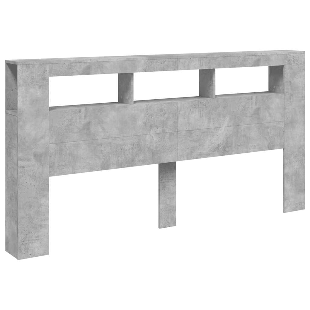 vidaXL betonszürke szerelt fa LED-es fejtámla 200 x 18,5 x 103,5 cm