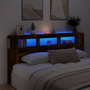 Čelo postele s LED kouřový dub 200 x 18,5 x 103,5 cm kompozit - obrázek 12