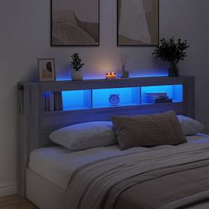 Čelo postele s LED šedé sonoma 200 x 18,5 x 103,5 cm kompozit - obrázek 4