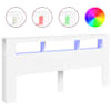 vidaXL voodipeats LEDiga, valge, 220x18,5x103,5 cm, tehispuit