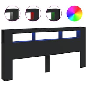 Čelo postele s LED černé 220 x 18,5 x 103,5 cm kompozitní dřevo - obrázek 2