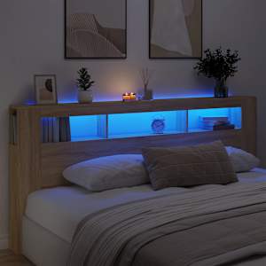 LED posteljno vzglavje sonoma hrast 220x18,5x103,5 cm inž. les
