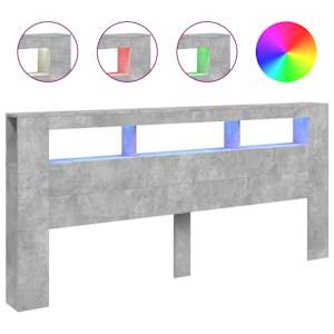 Čelo postele s LED betonově šedé 220 x 18,5 x 103,5 cm kompozit - obrázek 2