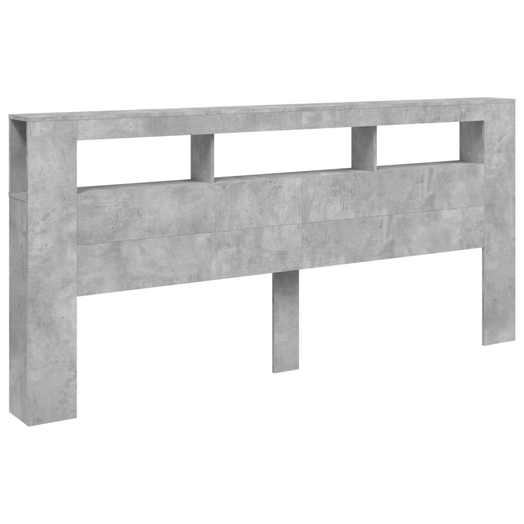vidaXL Hoofdeinde met LED 220x18,5x103,5 cm bewerkt hout betongrijs afbeelding
