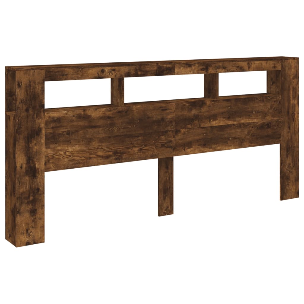 vidaXL Sängynpääty LED-valoilla savutammi 220x18,5x103,5 cm puu
