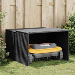 vidaXL Robot Mower Garage Black 86x90x52/57 cm Poly Rattan