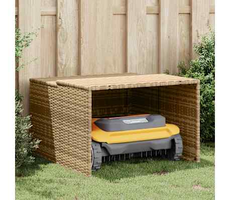 vidaXL Robot Mower Garage Beige 86x90x52/57 cm Poly Rattan