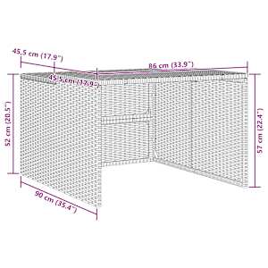 Garáž pro robotickou sekačku béžová 86x90x52/57 cm polyratan - obrázek 10