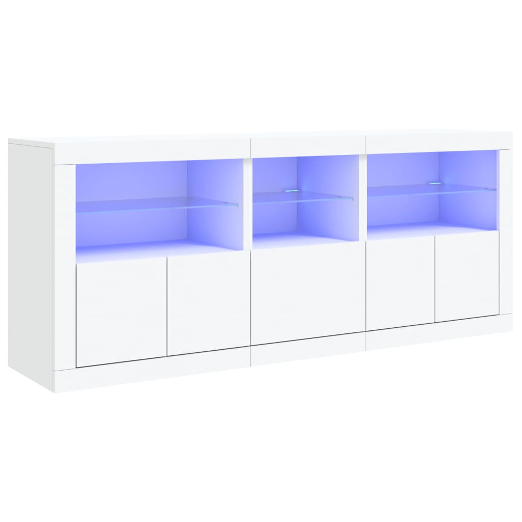 vidaXL Komoda z LED lučkami bela 162x37x67 cm