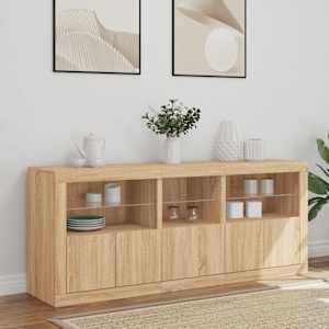 Příborník s LED osvětlením dub sonoma 162 x 37 x 67 cm - obrázek 3