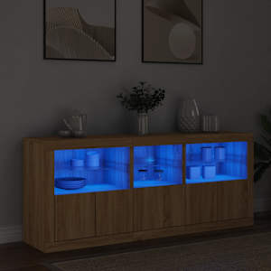 Příborník s LED osvětlením dub sonoma 162 x 37 x 67 cm - obrázek 1