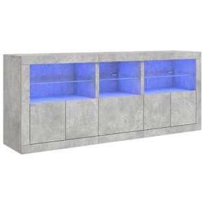 Příborník s LED osvětlením betonově šedý 162 x 37 x 67 cm - obrázek 2