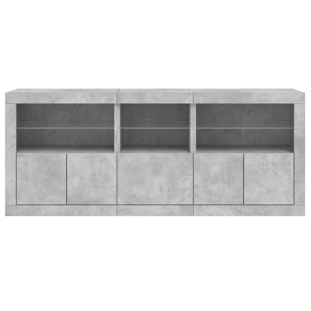 Dulap cu lumini LED, gri beton, 162x37x67 cm