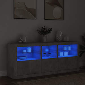 Příborník s LED osvětlením betonově šedý 162 x 37 x 67 cm - obrázek 1