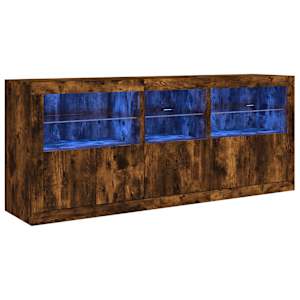 Příborník s LED osvětlením kouřový dub 162 x 37 x 67 cm - obrázek 2