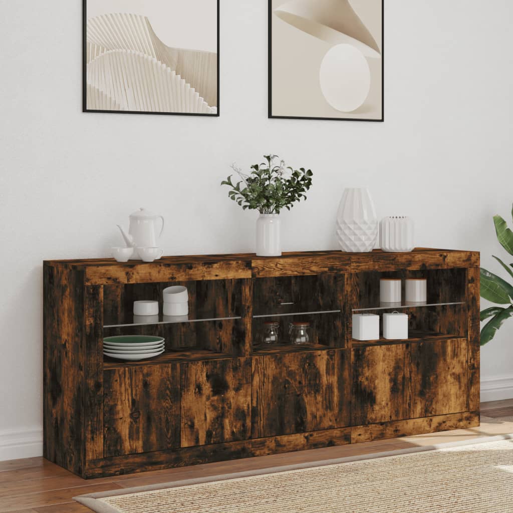 vidaXL Dressoir met LED-verlichting 162x37x67 cm bruin eiken