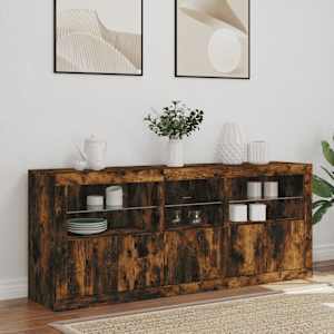 Příborník s LED osvětlením kouřový dub 162 x 37 x 67 cm - obrázek 3
