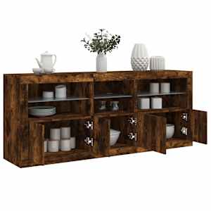 Příborník s LED osvětlením kouřový dub 162 x 37 x 67 cm - obrázek 4